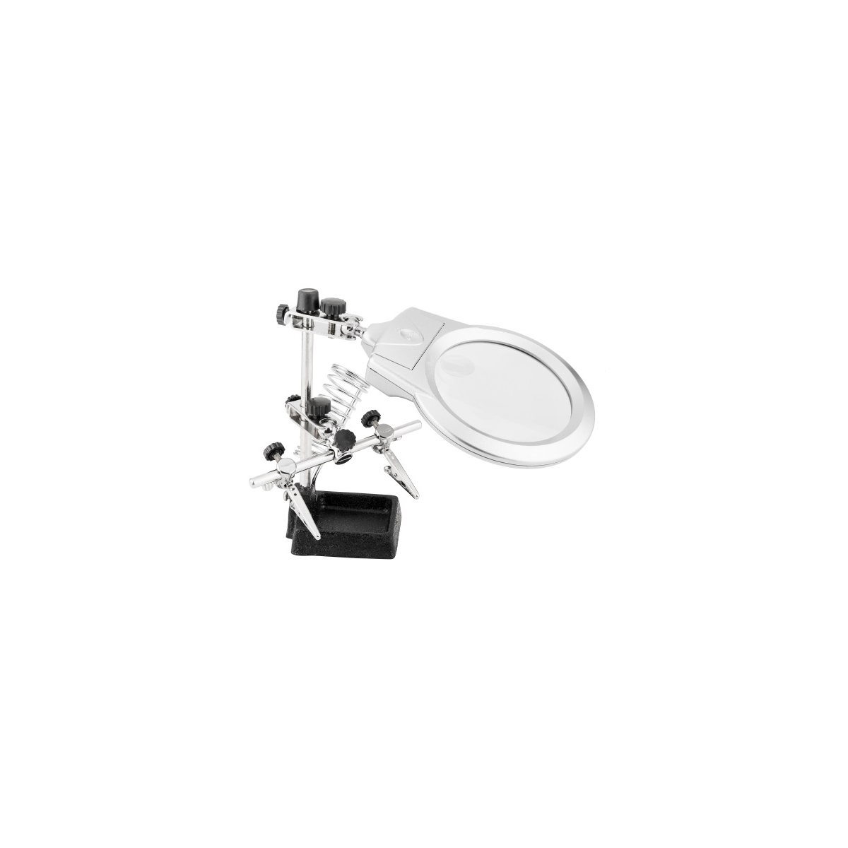 SOLVER - SUPORTE DE FERRO DE SOLDA COM LUPA LED - SLP-100