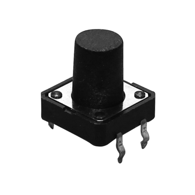 CHAVE TACTIL A 07 - ( 12 X 12 X 12 ) - 4 TERMINAIS - PRETA - 180 GRAUS