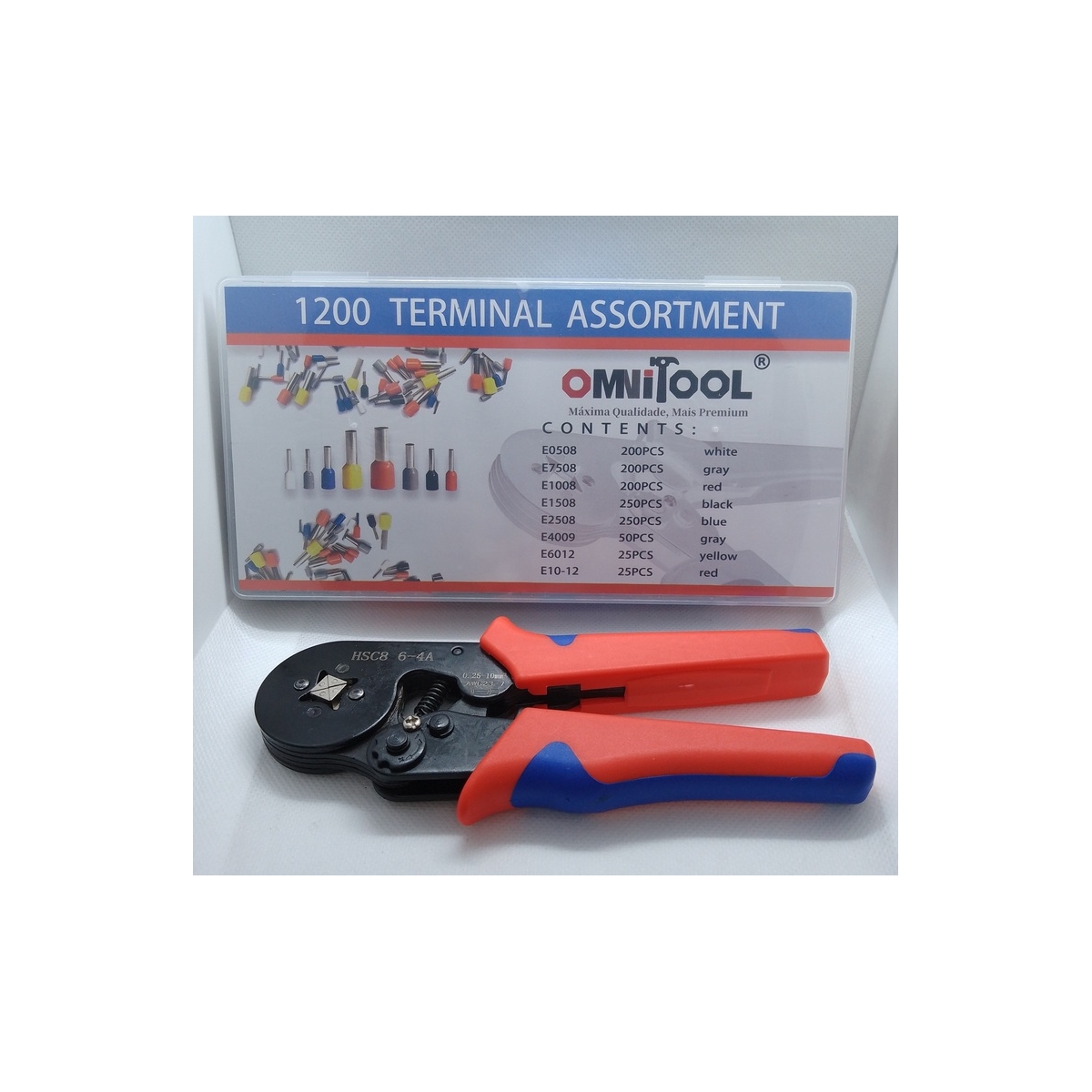 ALICATE HSC 8 6-4  CRIMP TUBULAR DE 0,25 A 10 MM C/ KIT 1200 TERMINAIS