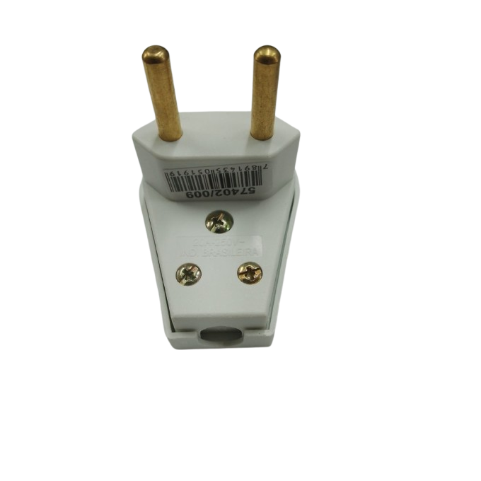 PLUG MACHO ANGULAR - BIPOLAR - BRANCO - 20A - 57402/009