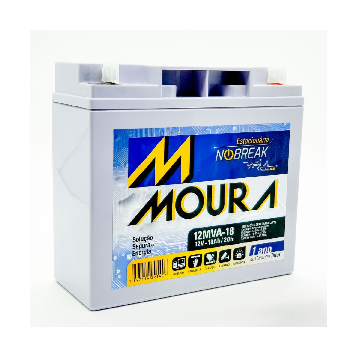 BATERIA SELADA VLRA - 12MVA-18 - 12V - 18AH - MOURA