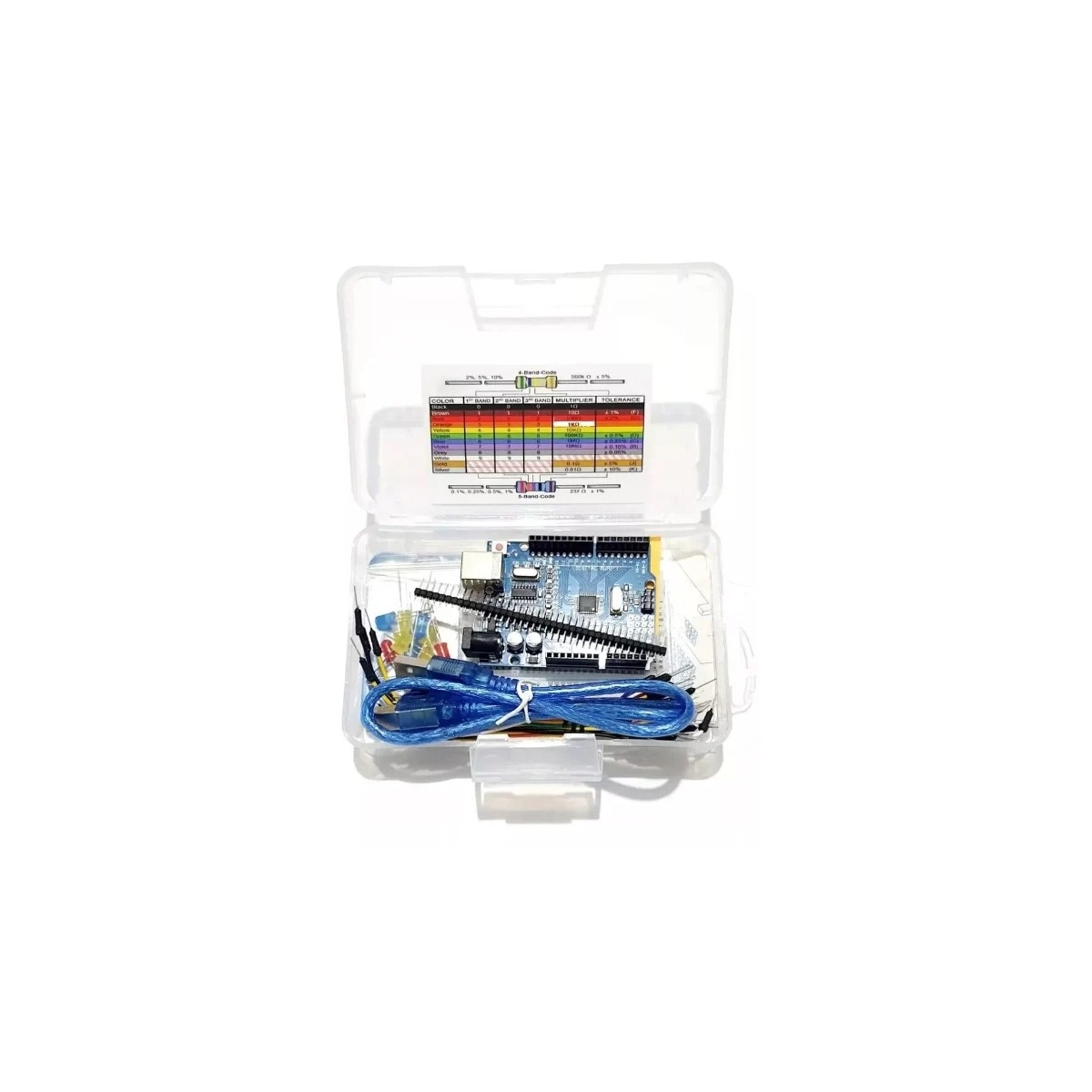 ARDUINO - KIT - UNO R3 CH 340 C/ CABO E BOX (JUMPER/LED/PROTOBOARD)